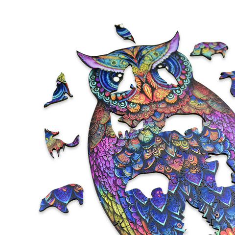 Dřevěné puzzle Mandala Owl