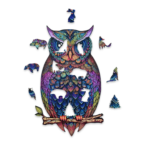 Dřevěné puzzle Mandala Owl